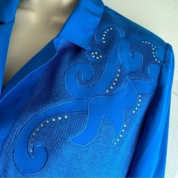 Phillipe Marques Satin Jeweled Knit Top - Picture 5 of 8